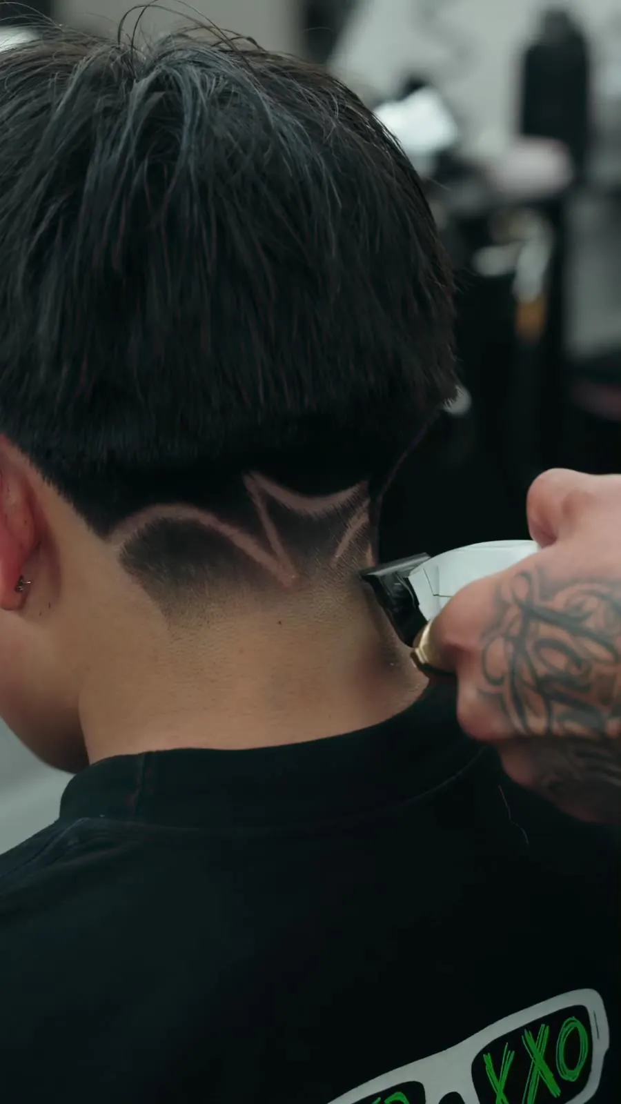Detailed skin fade design cut at Dominican Luxury Barbers